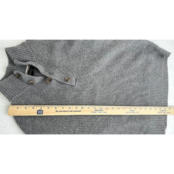 Banana Republic Gray Merino Extra Fine Wool Sweater Waffle Knit Henley Mens M - Picture 6 of 7